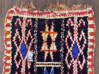 10x3 Colorful Boucherouite Moroccan Runner Rug.