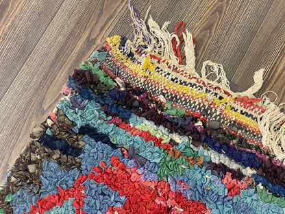 10x3 Colorful Boucherouite Long Runner Rug.