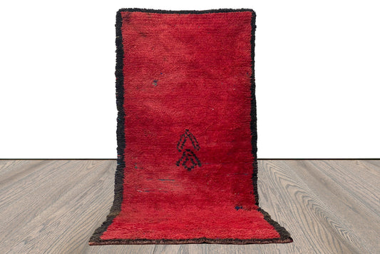 Tapis vintage extra large rouge 4x9, tapis berbères marocains tissés à la main.