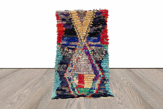 Tapis tribal Boucherouite coloré 3x6.