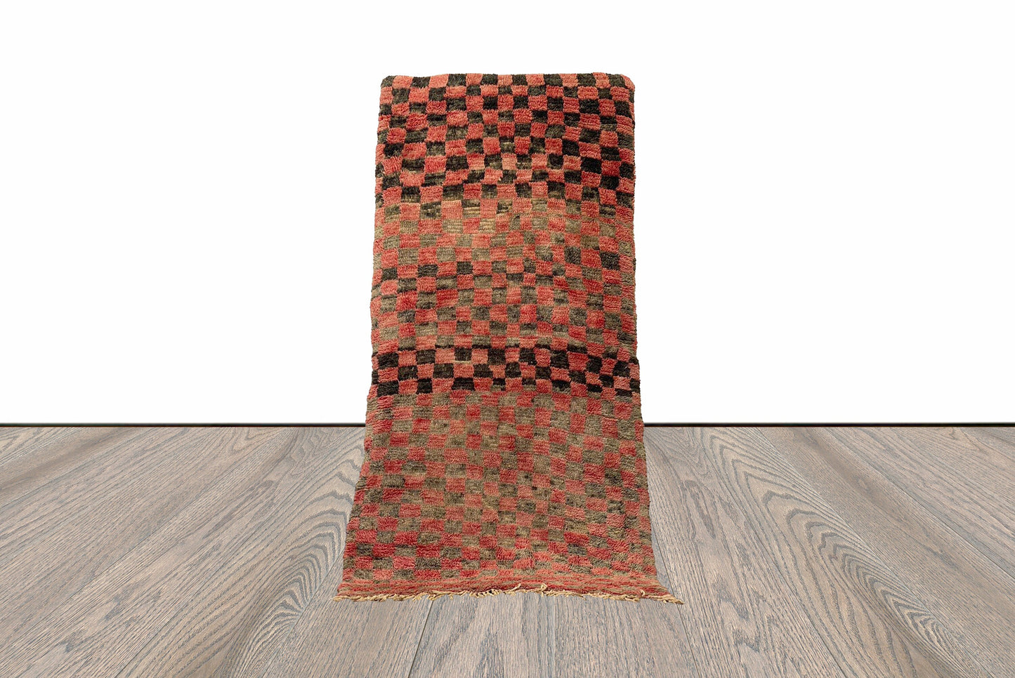 Tapis de couloir rouge vintage 7x3 pieds.