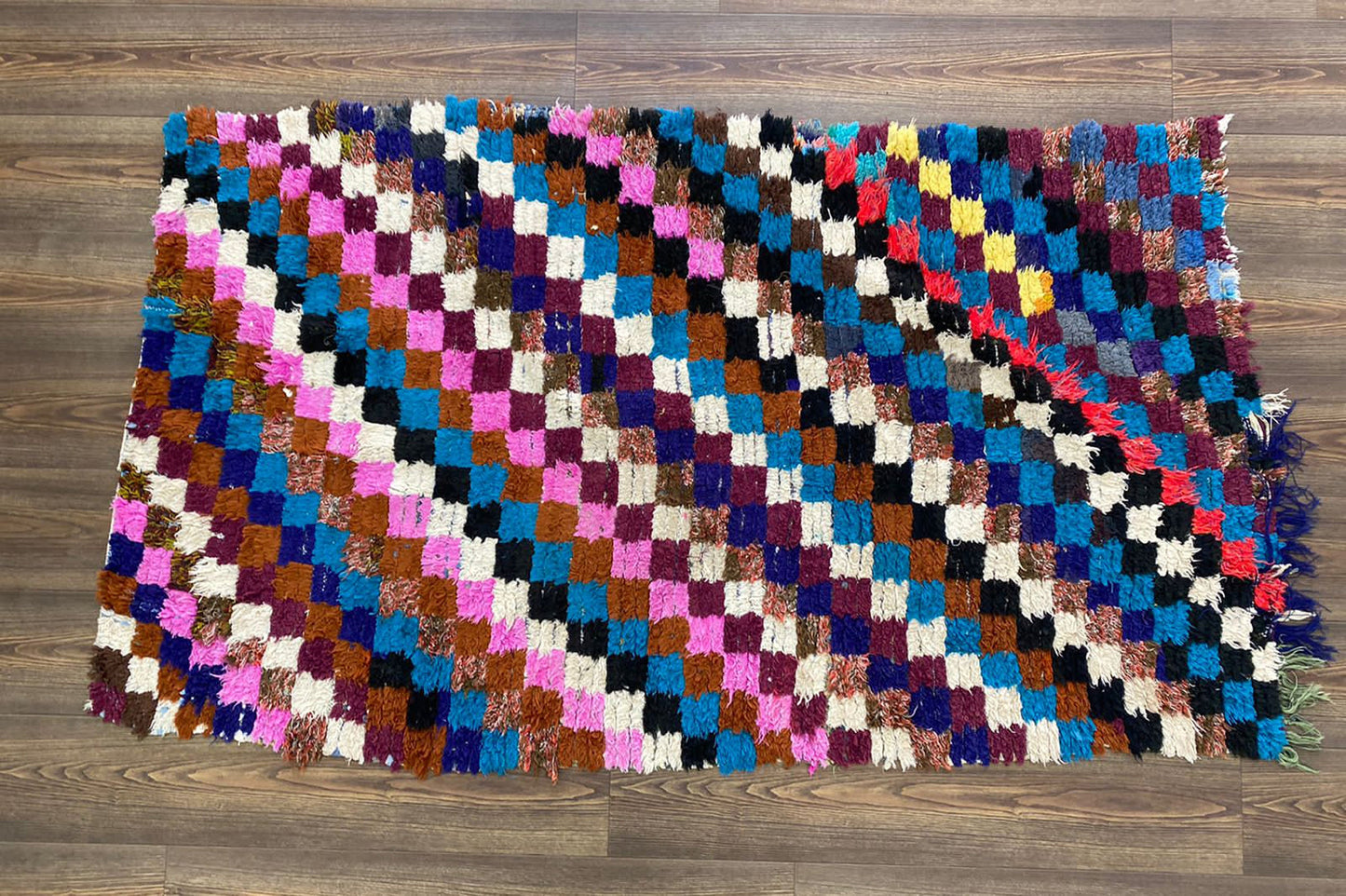 Tapis de couloir marocain à carreaux vintage 3x6.