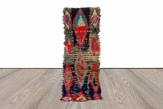 2x6 vintage Moroccan Colorful Runner Rug.