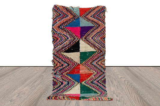 Tapis de couloir marocain vintage 3x8, tapis tissé tribal berbère.