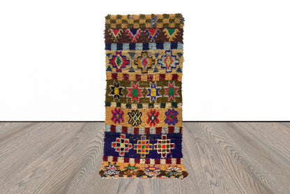 Tapis de couloir berbère marocain coloré de 3 x 7 pieds.