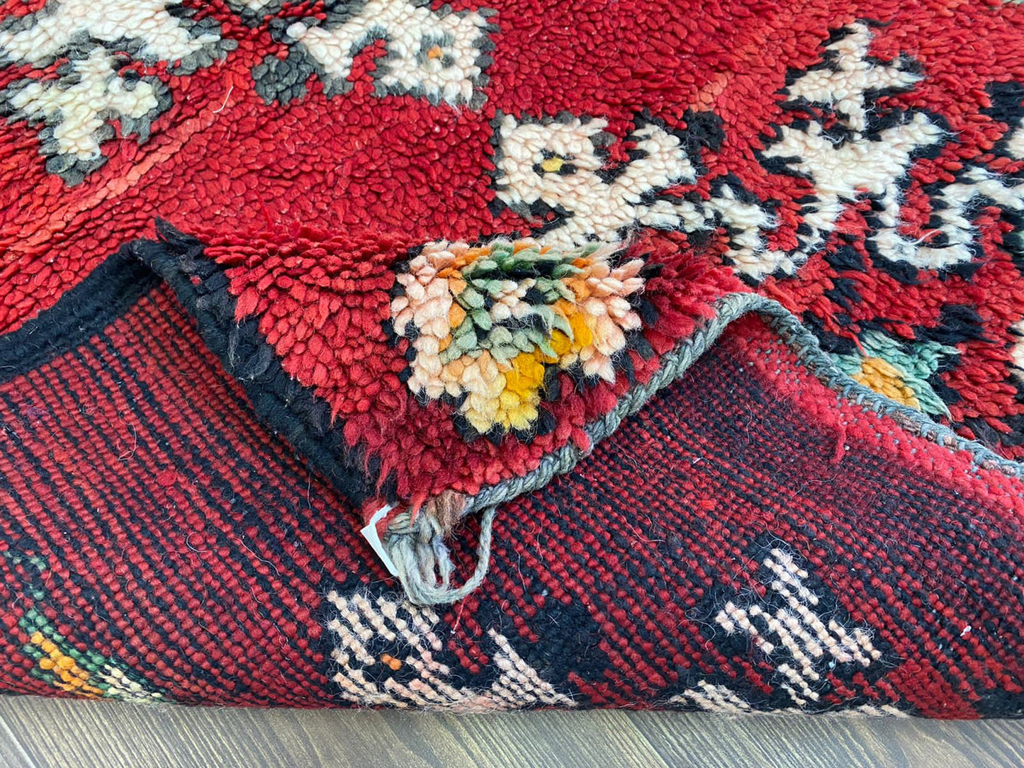 3x4 Small Woolen Red vintage area Rug, Moroccan Berber Handwoven Rug.