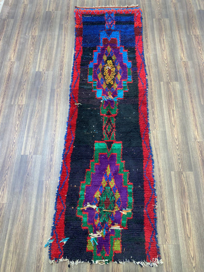 Tapis marocain étroit, tapis berbère vintage tissé à la main 3x10.