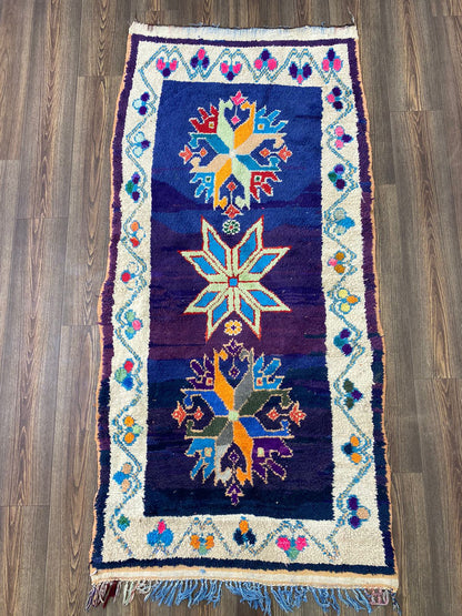 Tapis de couloir décoratif marocain unique 3x7.