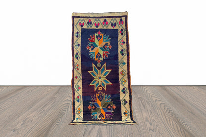 Tapis de couloir décoratif marocain unique 3x7.