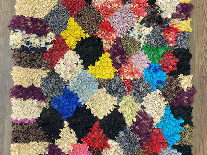 Tapis de couloir Boucherouite à losanges colorés 4x3.