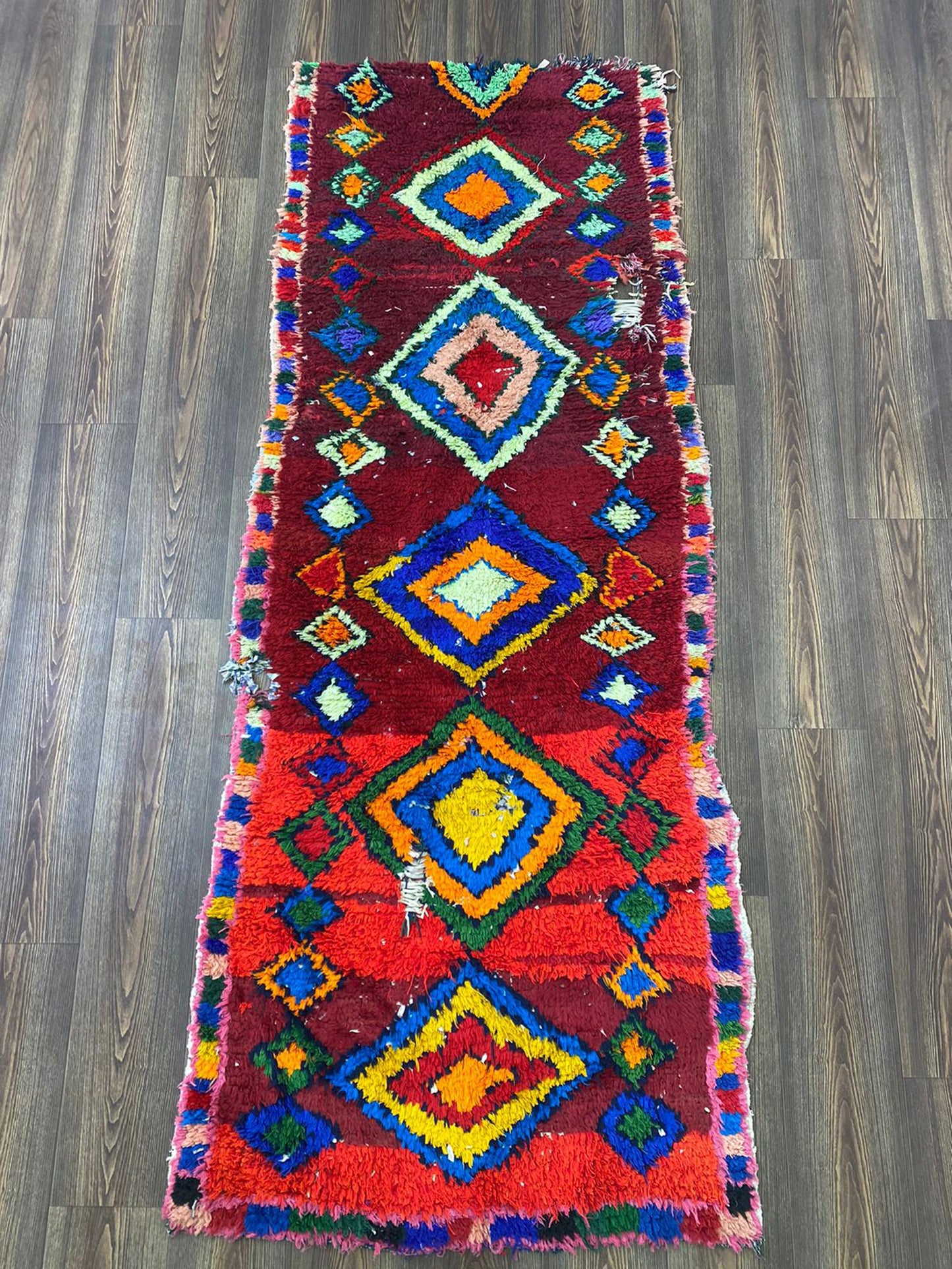 Tapis de couloir vintage marocain 3x7.