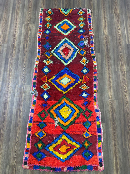 Tapis de couloir vintage marocain 3x7.