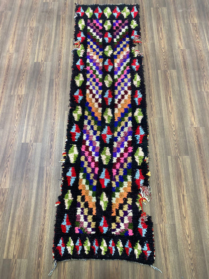 Tapis de couloir marocain vintage, tapis tribal berbère étroit 3x10.