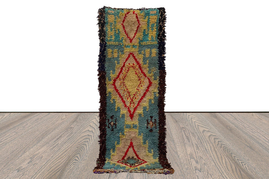 Tapis berbère vintage tissé à la main 3x8, tapis marocains étroits.