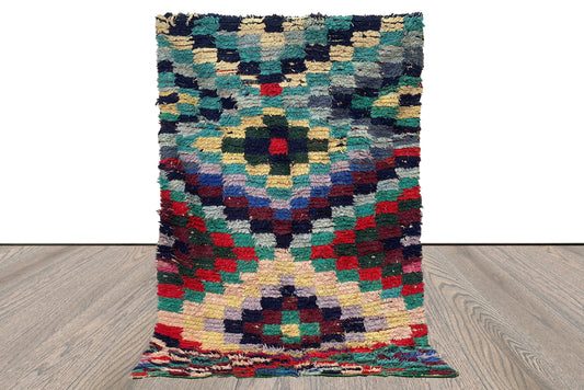 Tapis berbère tissé à la main à carreaux marocains colorés de grande taille 5x8.