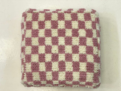 Moroccan Berber Pink checkered Flour Pouf,