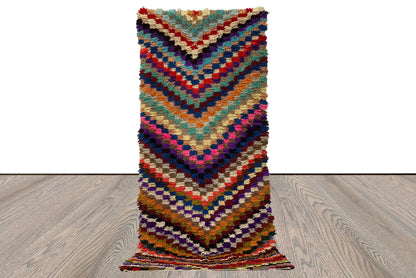 Tapis à carreaux tissé tribal berbère 4x8.