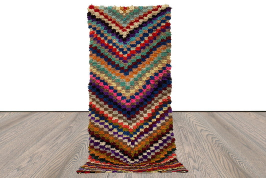 Tapis à carreaux tissé tribal berbère 4x8.