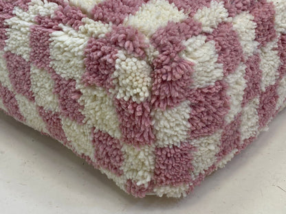 Moroccan Berber Pink checkered Flour Pouf,