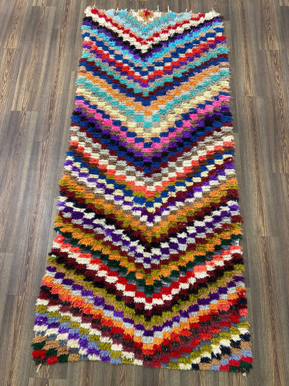 Tapis à carreaux tissé tribal berbère 4x8.