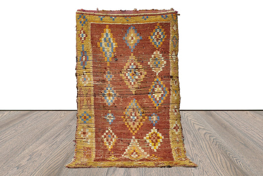 Tapis berbère marocain vintage extra large 4x9. Tapis berbères usagés et décolorés.