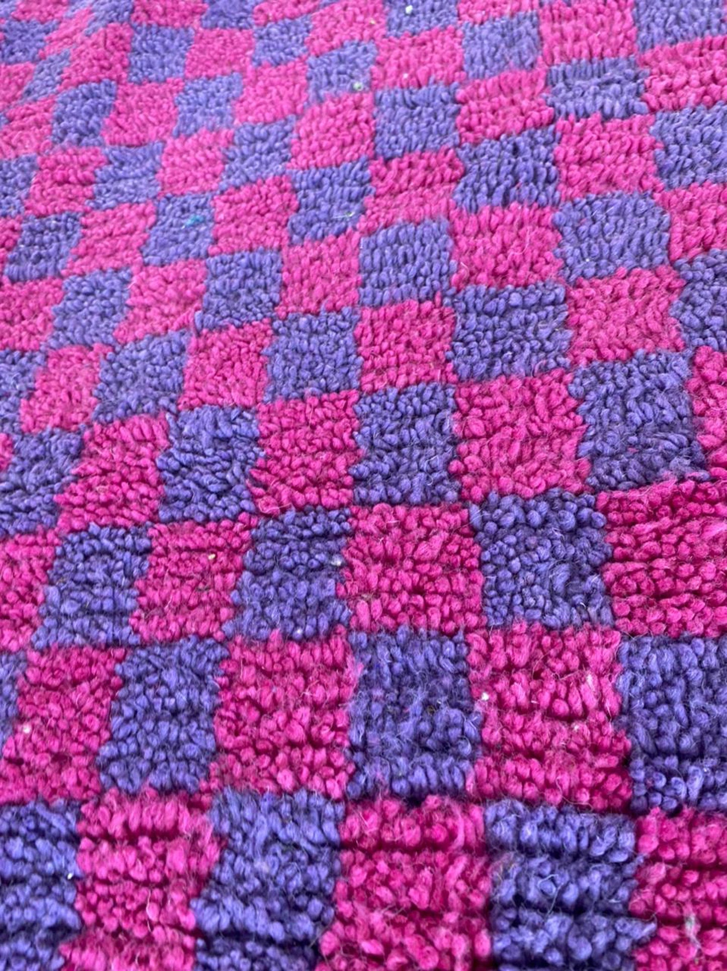 Moroccan rug - Checkered soft wool shag Berber Purple area rugs,