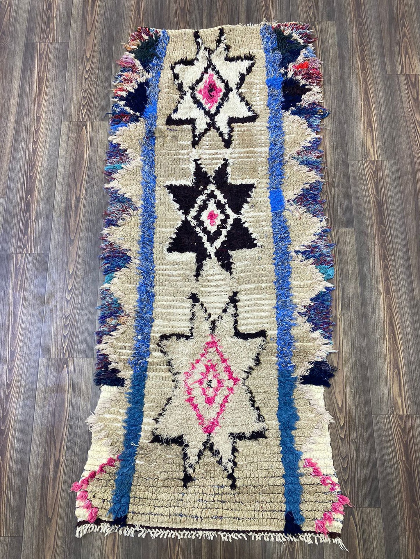 Tapis de couloir tribal marocain coloré 3x7.