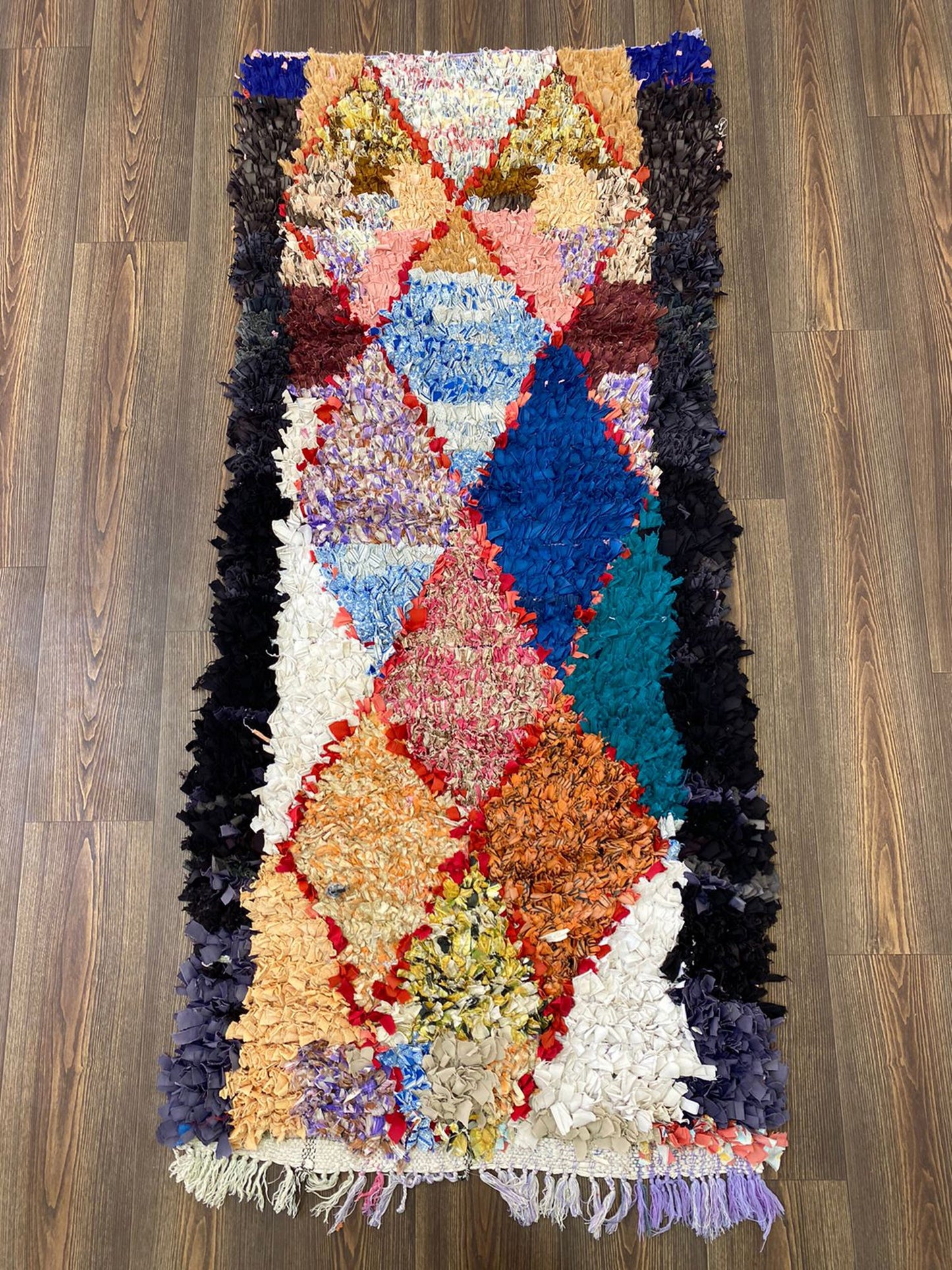 Tapis de couloir berbère vintage à motifs de diamants 3x6.