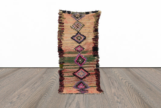 Tapis vintage étroit 3x8, tapis marocain usé.