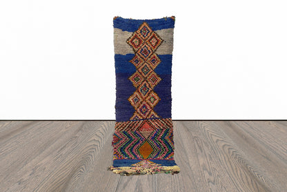 2x10 Feet colorful Boucherouite Runner Rug.