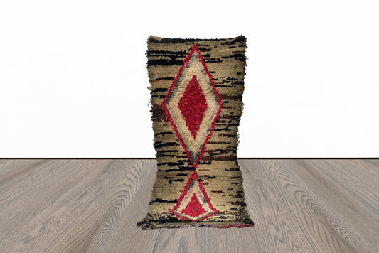 2x7 Colorful Vintage diamond Runner Rug.