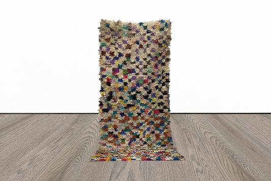 3x10 ft Moroccan Vintage checkered runner Rug.