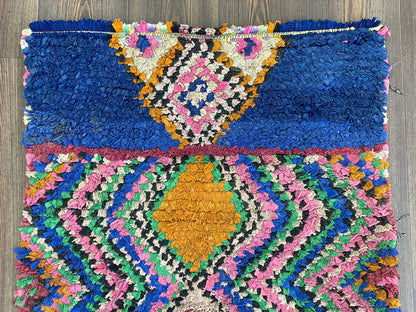 2x10 Feet colorful Boucherouite Runner Rug.