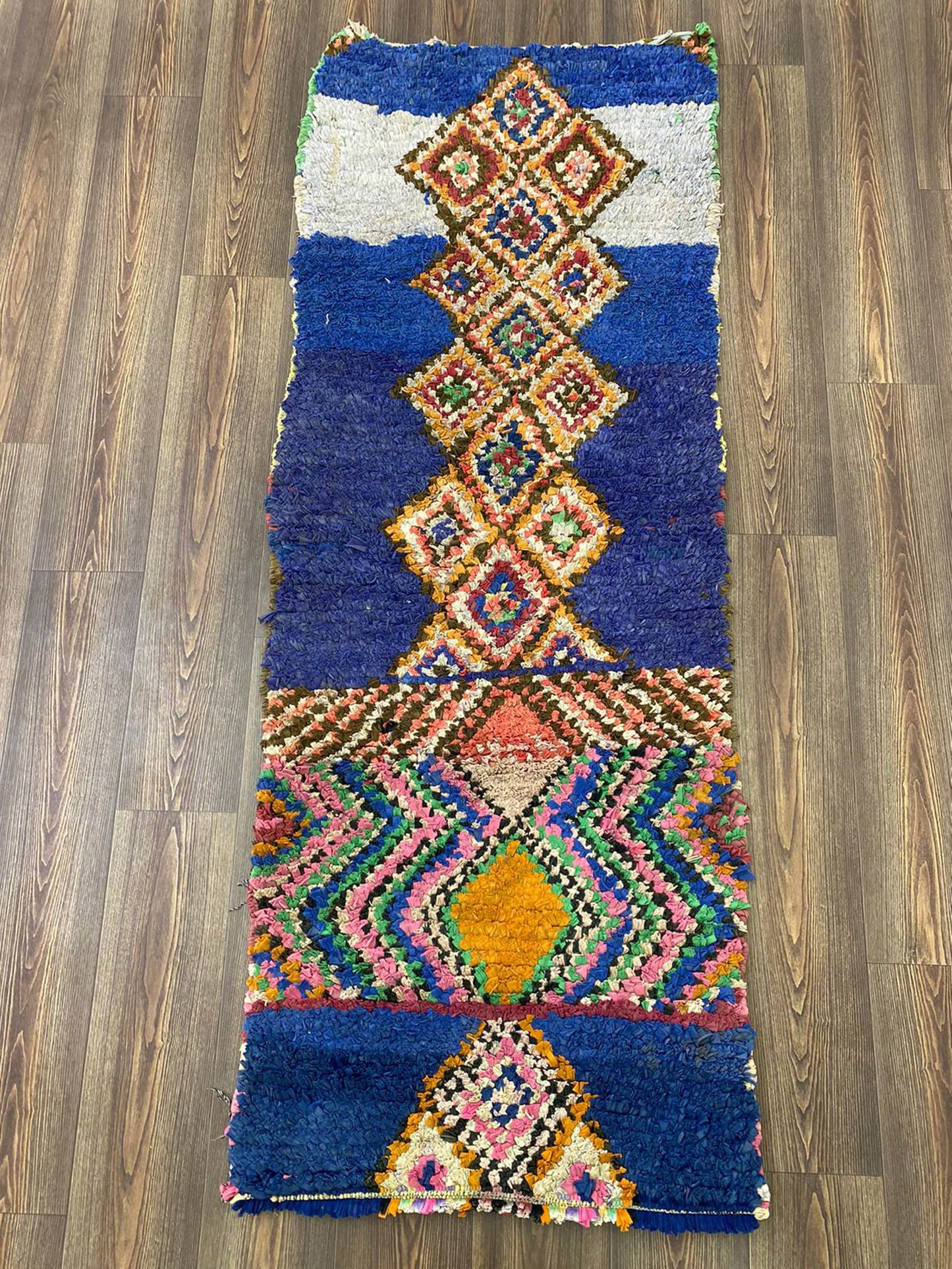 2x10 Feet colorful Boucherouite Runner Rug.