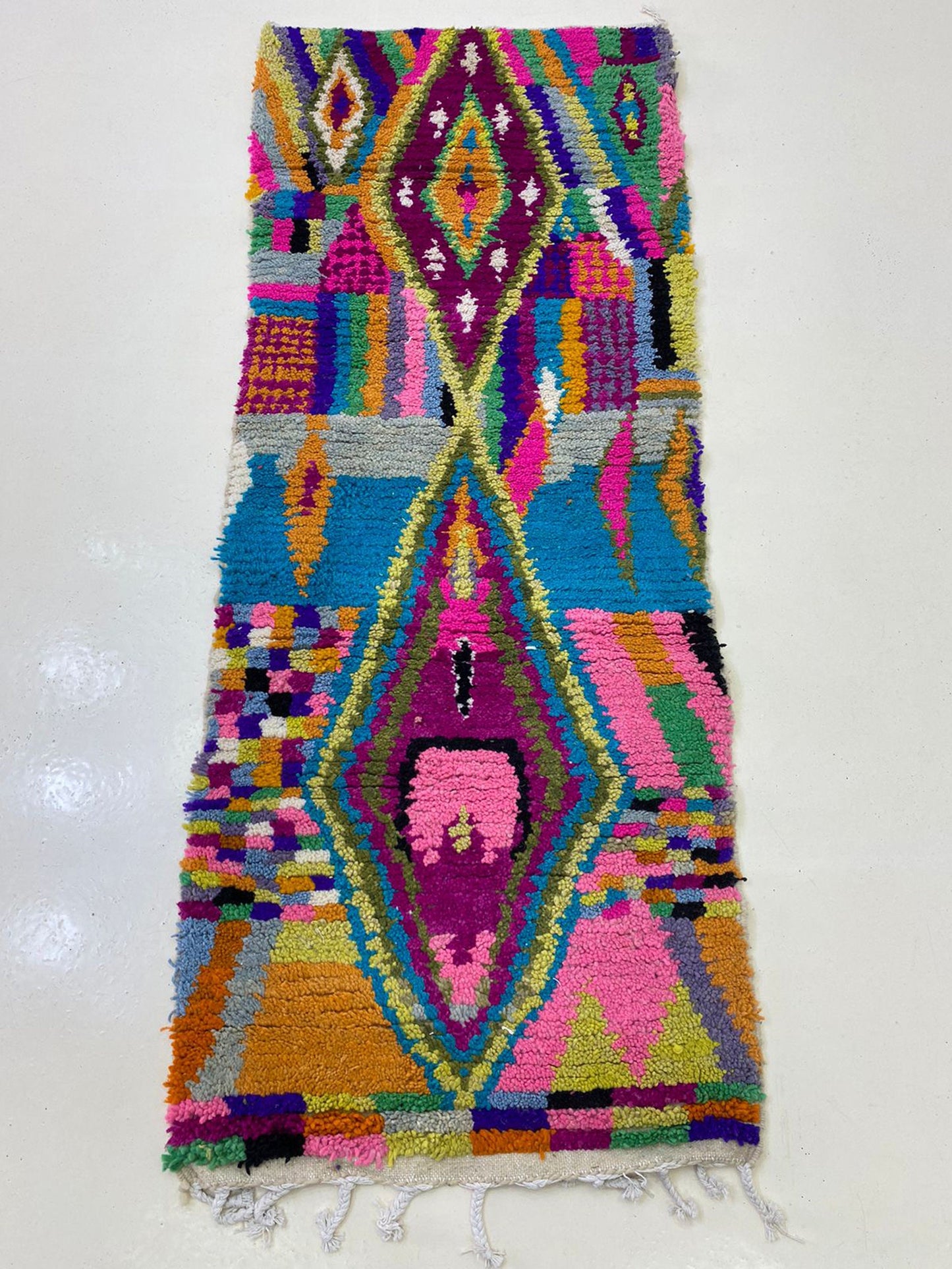 Colorful Moroccan Wool runner Rug, Berber Handmade cool rugs runners.