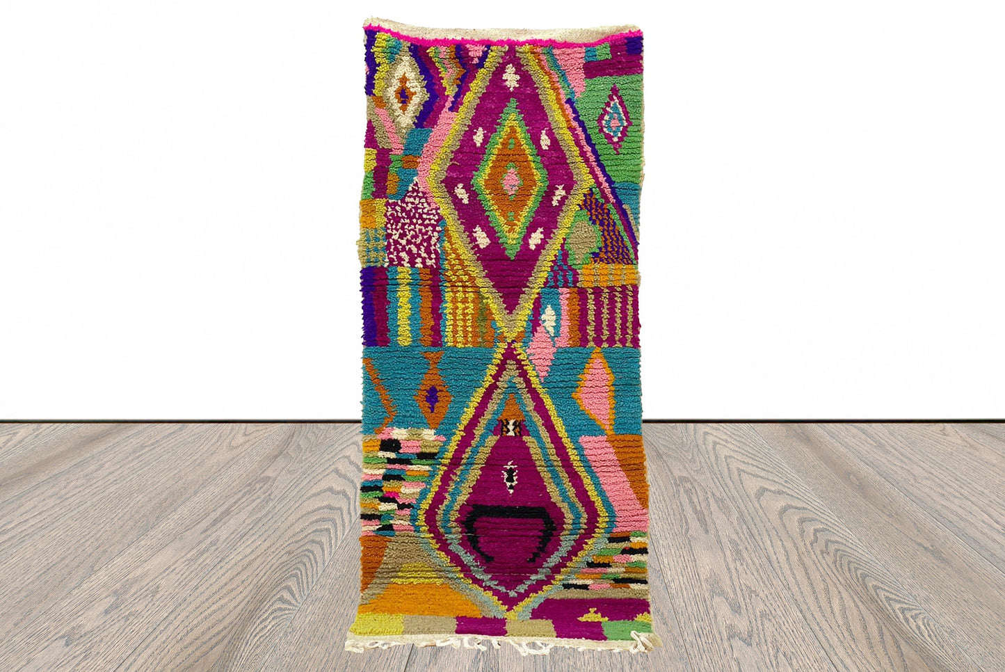 Tapis marocain coloré. Tapis berbère en laine Boujad