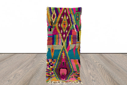 Colorful Moroccan Wool runner Rug, Berber Handmade cool rugs runners.