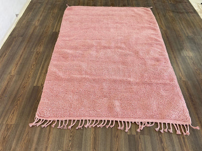 Custom Moroccan Berber Pink Solid Wool rug, Handmade area rugs for Livingroom - Home gift.