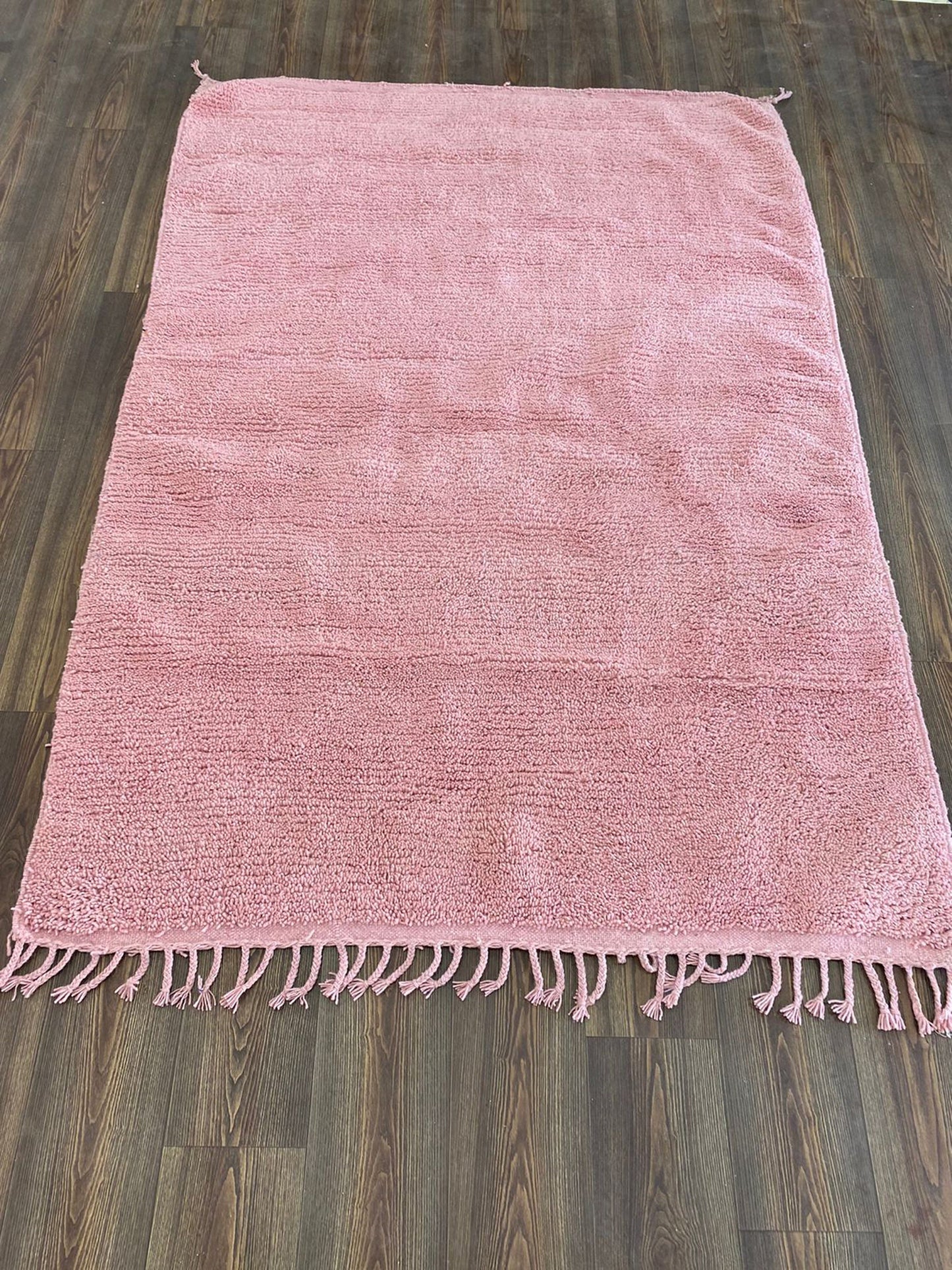 Custom Moroccan Berber Pink Solid Wool rug, Handmade area rugs for Livingroom - Home gift.