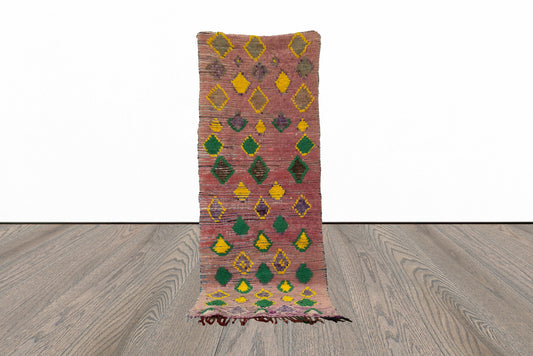 Tapis de couloir marocain coloré à losanges 3x8.