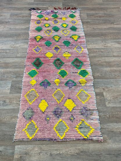 Tapis de couloir marocain coloré à losanges 3x8.