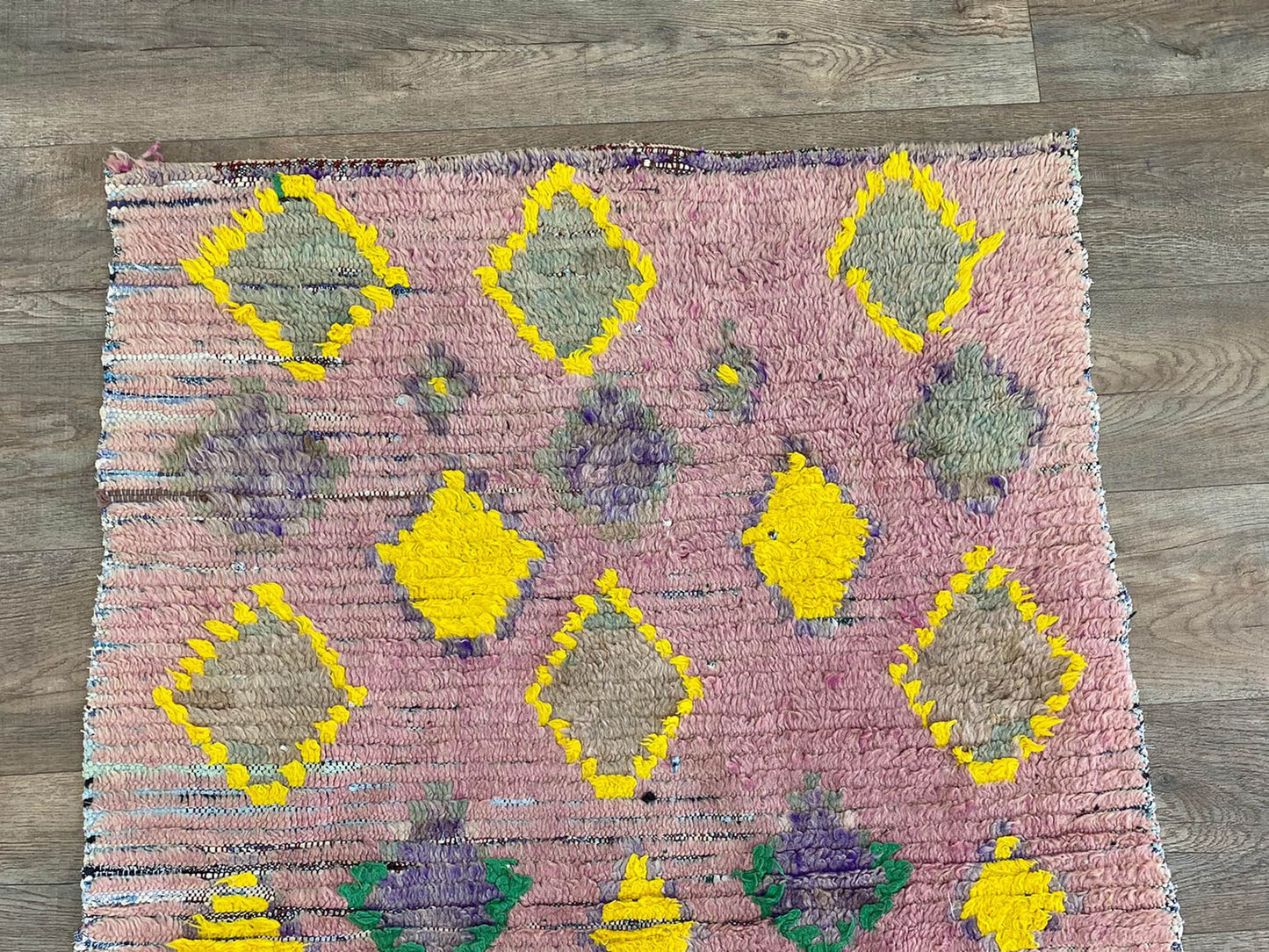 Tapis de couloir marocain coloré à losanges 3x8.