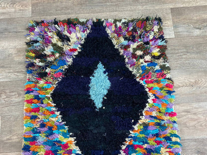 Tapis de couloir marocain multicolore à motifs de diamants 3x8,5.