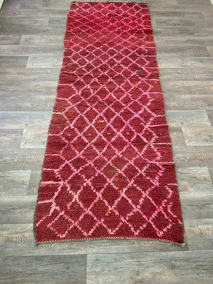 Grand tapis marocain à losanges rouge 4x10.