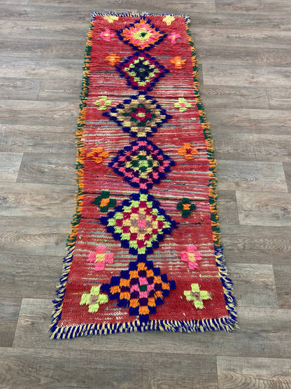 Tapis de couloir berbère marocain coloré 3x7.