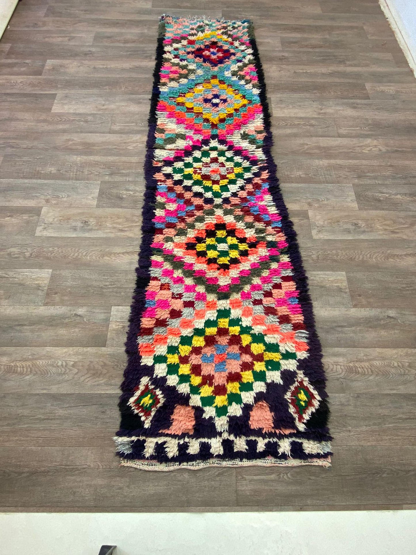 Tapis de couloir long à carreaux marocains 3x10.