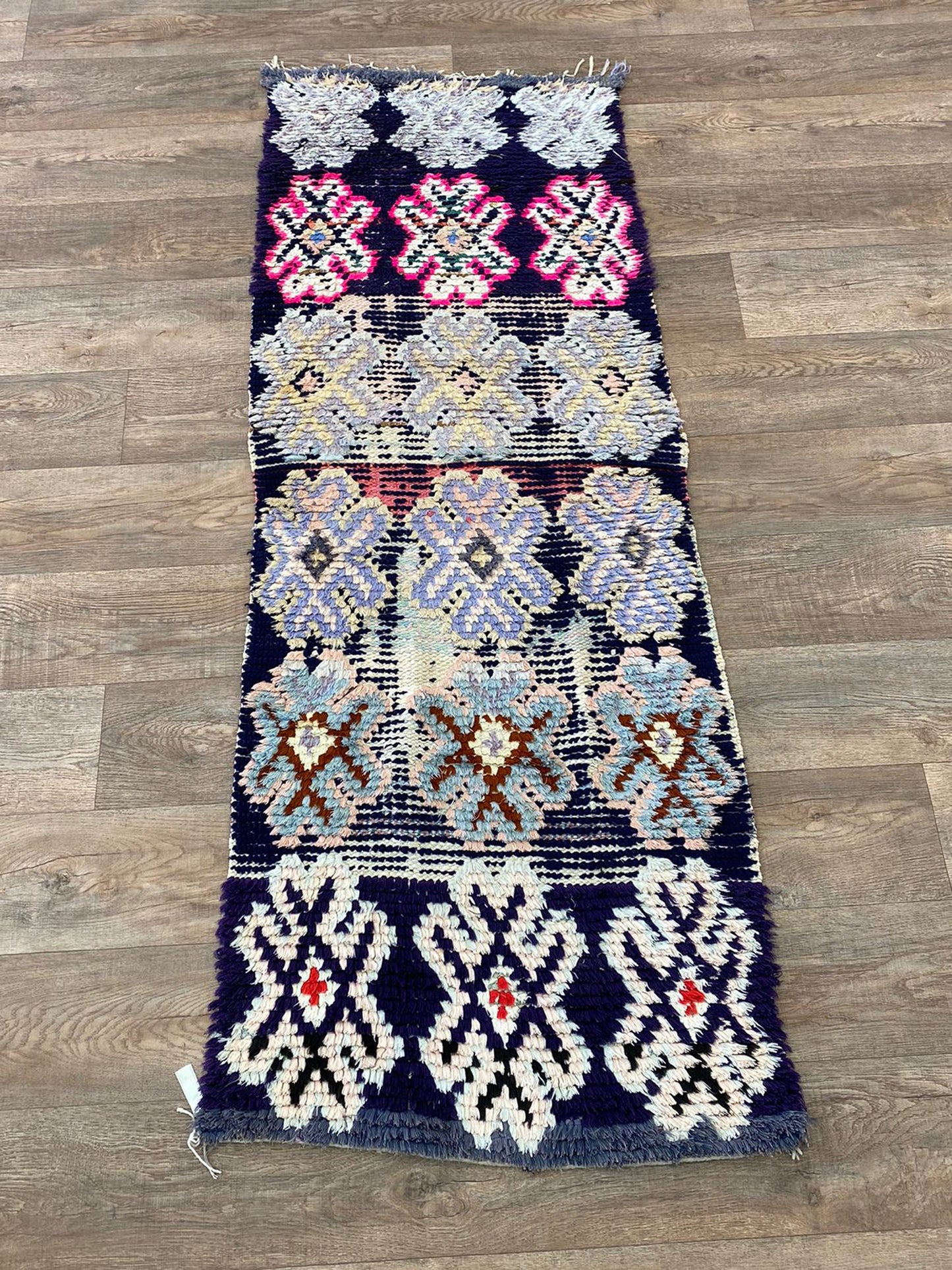 Tapis de couloir berbère marocain délavé 2x7.