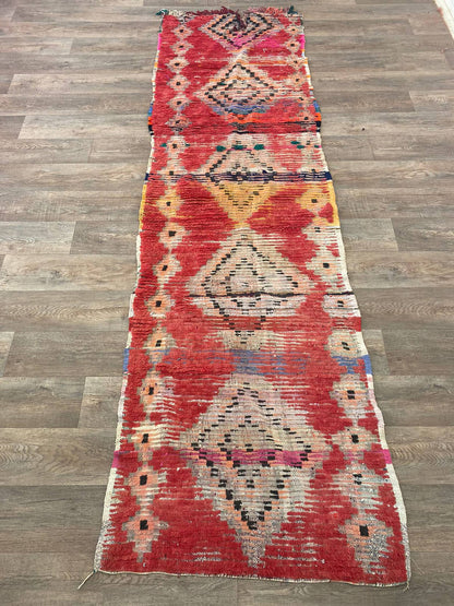 Tapis de couloir étroit et délavé vintage 3x11.