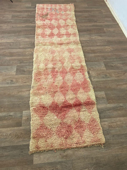 Tapis de couloir à tissage plat à motif de losanges décolorés 3x11.