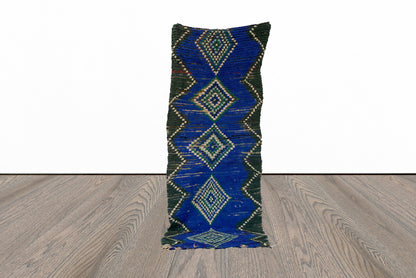 Tapis de couloir marocain bleu diamant 3x9.